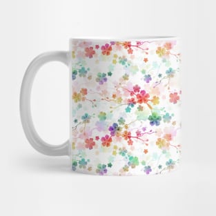 Small Rainbow Bright Pastel Watercolor Flowers and Vines Mug